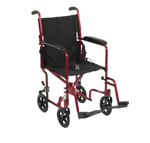Transport Chair Lightweight 19 Inch Aluminum Red