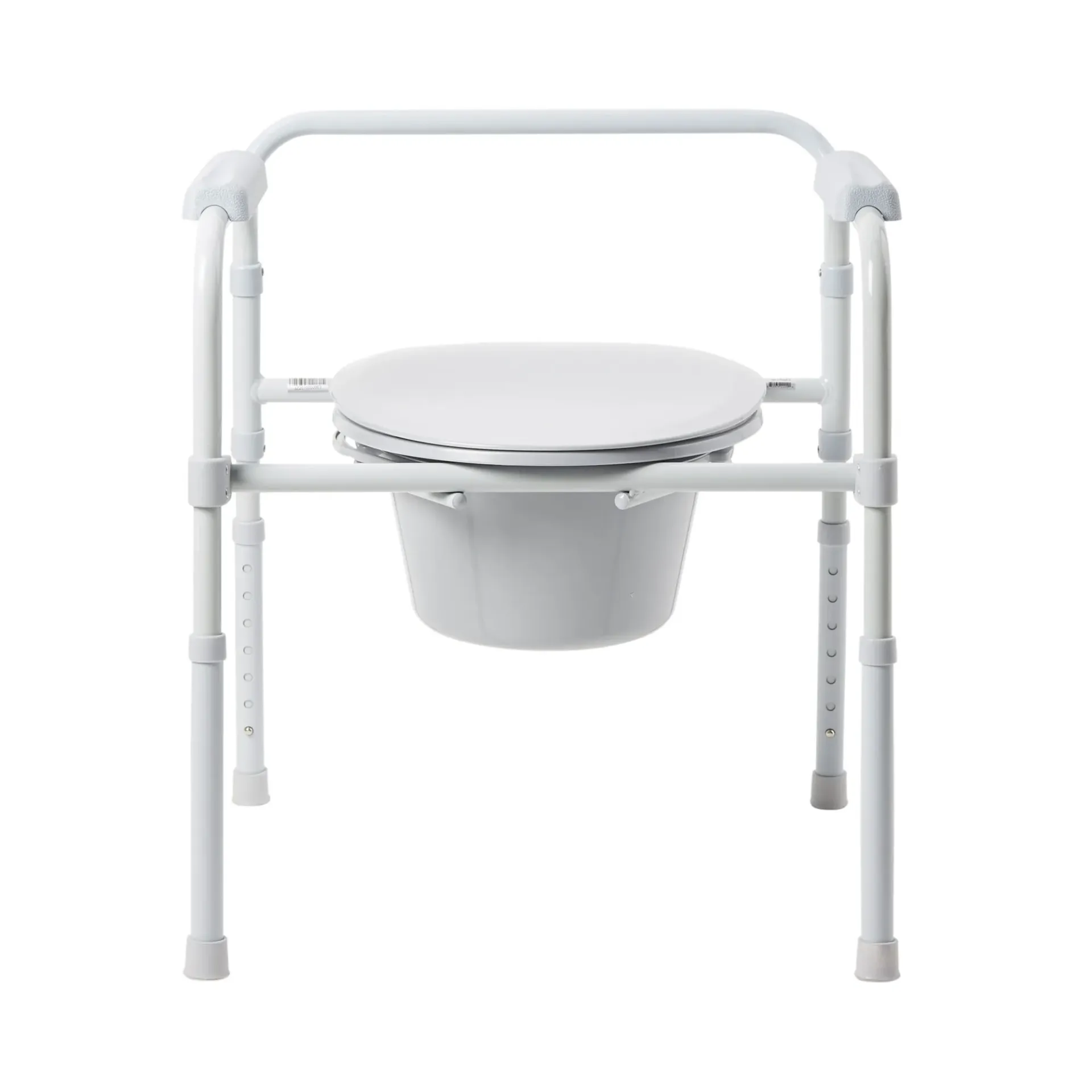 3-in-1 Commode Chair Fixed Arms Steel Frame Back Bar 13-1/4 inch Seat Width 350 lbs WC.