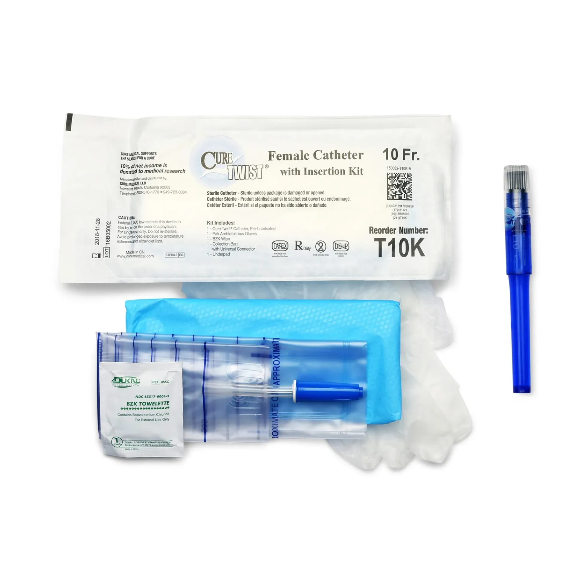 Female Catheter 10Fr (w/insertion Kit)